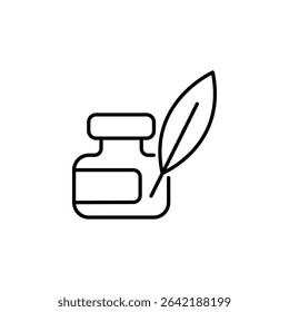 Inkwell And Quill Pen Symbolizing Writing, Literature And Education