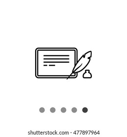 Inkwell, quill and tablet computer