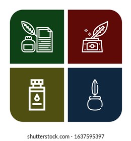 inkwell simple icons set. Contains such icons as Quill, Inkwell, Ink bottle, can be used for web, mobile and logo