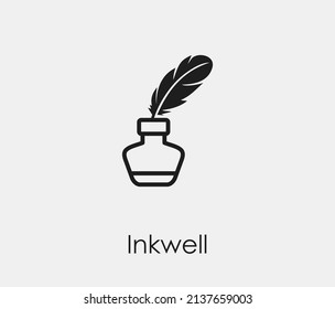 Inkwell vector icon. Editable stroke. Symbol in Line Art Style for Design, Presentation, Website or Apps Elements, Logo. Pixel vector graphics - Vector