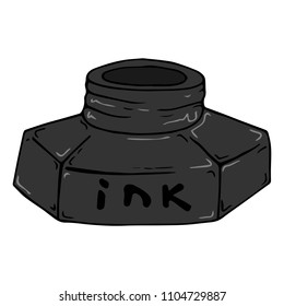 Inkwell. Vector illustration ink for calligraphy. Hand drawn inkwell .