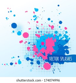 Inky colorful splashes. Isolated.