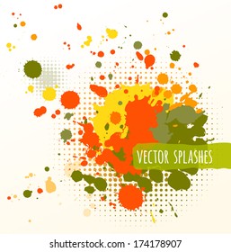 Inky colorful splashes. Isolated.