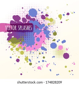 Inky colorful splashes. Isolated.