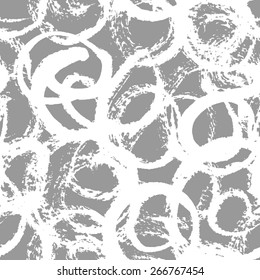 Inky messy circles. Seamless pattern. 