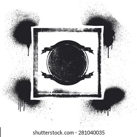 inky shield with grunge background