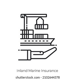 Inland Marine Insurance Icon. Outline Style Icon Design Isolated On White Background