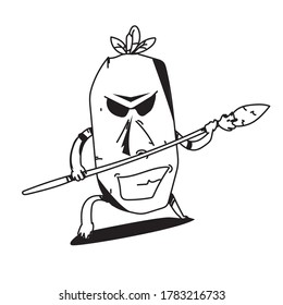 Inland tribe carrying spears, vector illustration