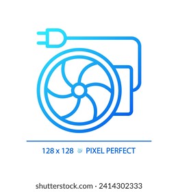 Inline duct fan gradient linear vector icon. Ventilation equipment. Electric appliance. Heating and cooling. Thin line color symbol. Modern style pictogram. Vector isolated outline drawing