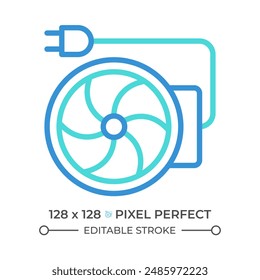 Inline duct fan two color line icon. Ventilation equipment. Electric appliance. Heating and cooling bicolor outline symbol. Duotone linear pictogram. Isolated illustration. Editable stroke