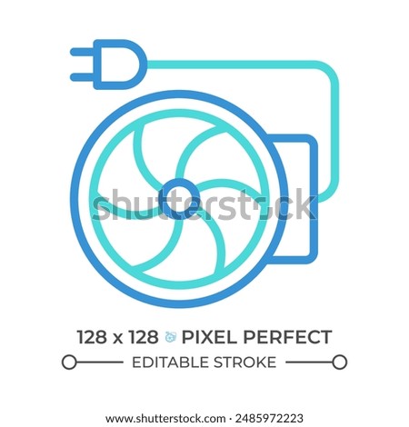 Inline duct fan two color line icon. Ventilation equipment. Electric appliance. Heating and cooling bicolor outline symbol. Duotone linear pictogram. Isolated illustration. Editable stroke