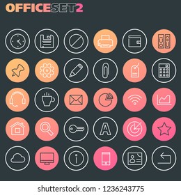 Inline Office Icons Collection, trendy line icons collection