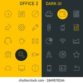 Inline Office Icons Collection, trendy line icons collection