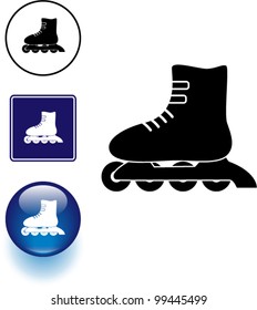 inline roller skate symbol sign and button