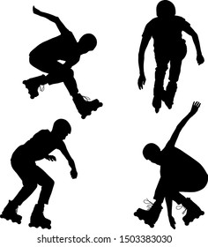 Inline roller skater silhouettes - vector illustration