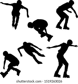 Inline Roller Skater Silhouettes -vector Illustration