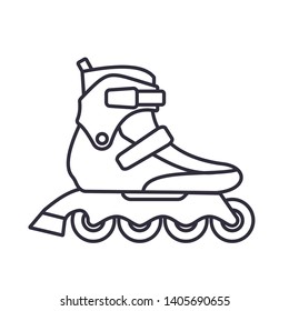 Inline Roller Skates icon isolated on white background. Outline vector illustration.