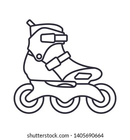 Inline Roller Skates icon isolated on white background. Outline vector illustration.
