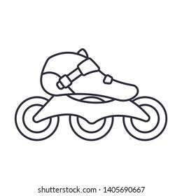 Inline Roller Skates icon isolated on white background. Outline vector illustration.