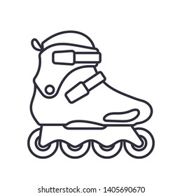Inline Roller Skates icon isolated on white background. Outline vector illustration.
