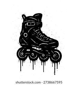 Inline Skate Graffiti Stencil Art with Paint Drips