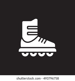 Inline skate icon vector, roller solid flat sign, pictogram isolated on black, logo illustration