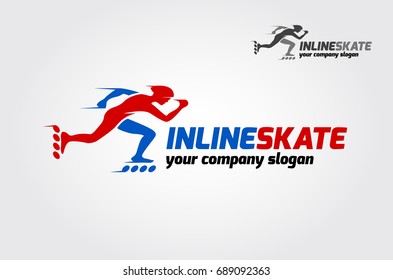 Inline skate sport logo template. The logo is very simple and clean. 