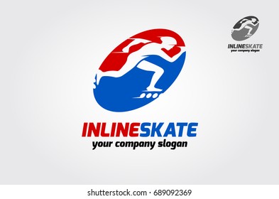 Inline skate sport logo template. The logo is very simple and clean. Roller skate sport activity.