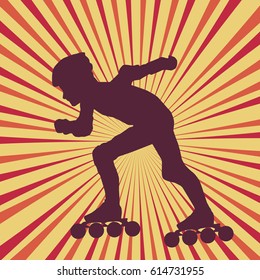 Inline skater vector abstract vector burst background
