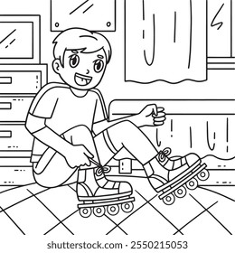 Inline Skater Wearing Skating Shoes Coloring Page