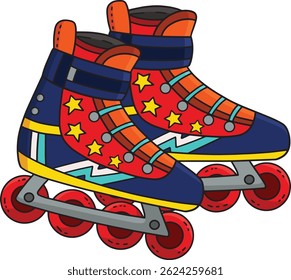 Inline Skates for Boy Cartoon Colored Clipart 