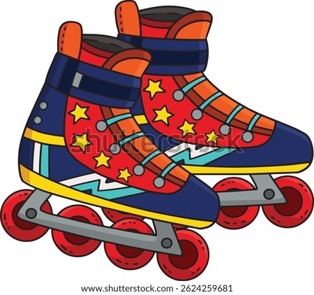 Inline Skates for Boy Cartoon Colored Clipart 