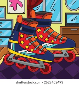 Inline Skates for Boy Colored Cartoon Illustration