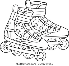 Patines en línea para niño aislado para colorear 