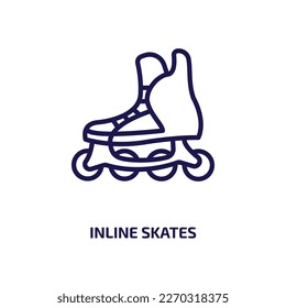 inline skates icon from transportation collection. Thin linear inline skates, sport, skating outline icon isolated on white background. Line vector inline skates sign, symbol for web and mobile
