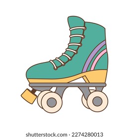 Inline skates isolated on white background. Back to 90s. Nostalgia for 1990s element. Retro style.