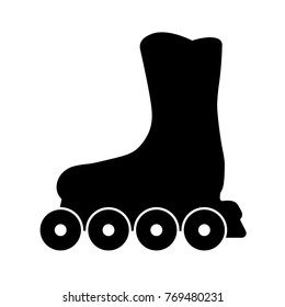 Inline skates, roller blades. roller skates, black and white isolated icon, vector illustration.