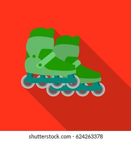 Inline skates and scooter icon in flat style isolated on white background. Play garden symbol stock vector illustration.