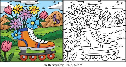 Inline Skates with Sprouting Flowers Illustration 
