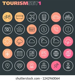 Inline Tourism Icons Collection, trendy linear icons
