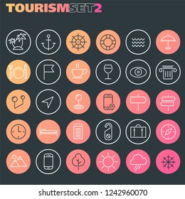 Inline Tourism Icons Collection, trendy linear icons