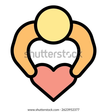 Inlove human icon. Outline inlove human vector icon color flat isolated