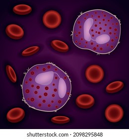 Innate Immune System: Eosinophils Cells In Blood, Vector Illustration