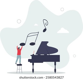 Innate talent hobby as born with ability to play music .Professional skills to perform piano.flat characters.