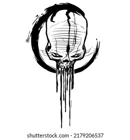 Inner anger. Angry skull. Idea for a tattoo. Vector illustration.