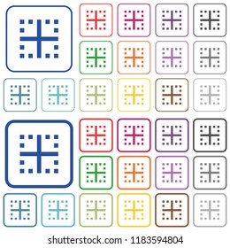 Inner borders color flat icons in rounded square frames. Thin and thick versions included.
