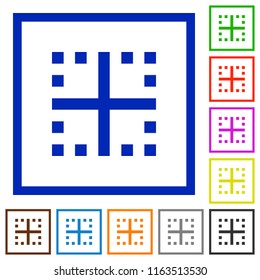 Inner borders flat color icons in square frames on white background