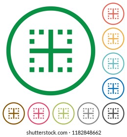 Inner borders flat color icons in round outlines on white background