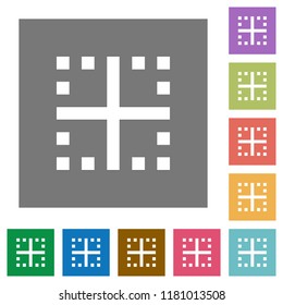 Inner borders flat icons on simple color square backgrounds