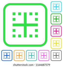 Inner borders vivid colored flat icons in curved borders on white background